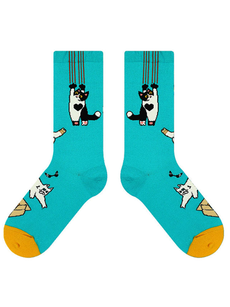 Söta tecknade Meow Meow Mid-Calf Socks
