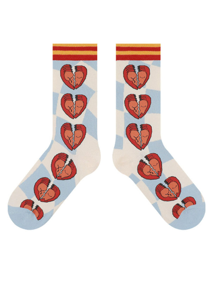 Socken mit Cartoon-Motiv „gebrochenes Herz“