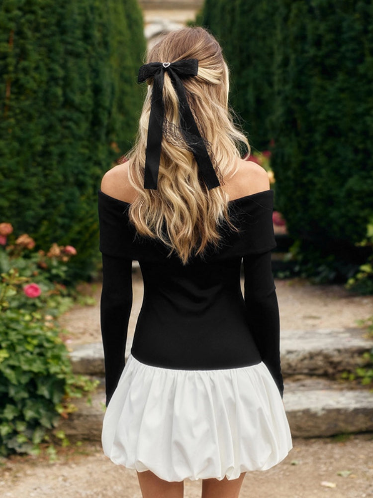 Off-the-shoulder Petal Hem Dress