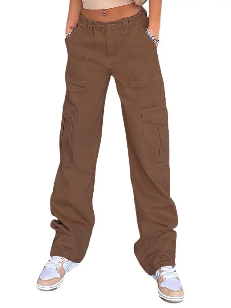 High-Waist Slim Cargo Pants