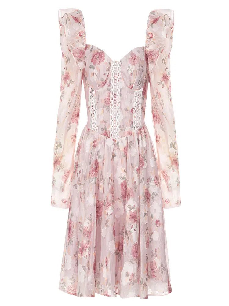 Robe maxi à imprimé floral en V