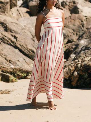 Brea Maxi Dress - Cream Stripe