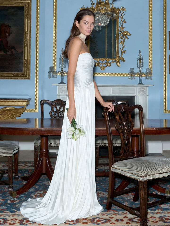 Strapless Satin Ruched Bridal Gown