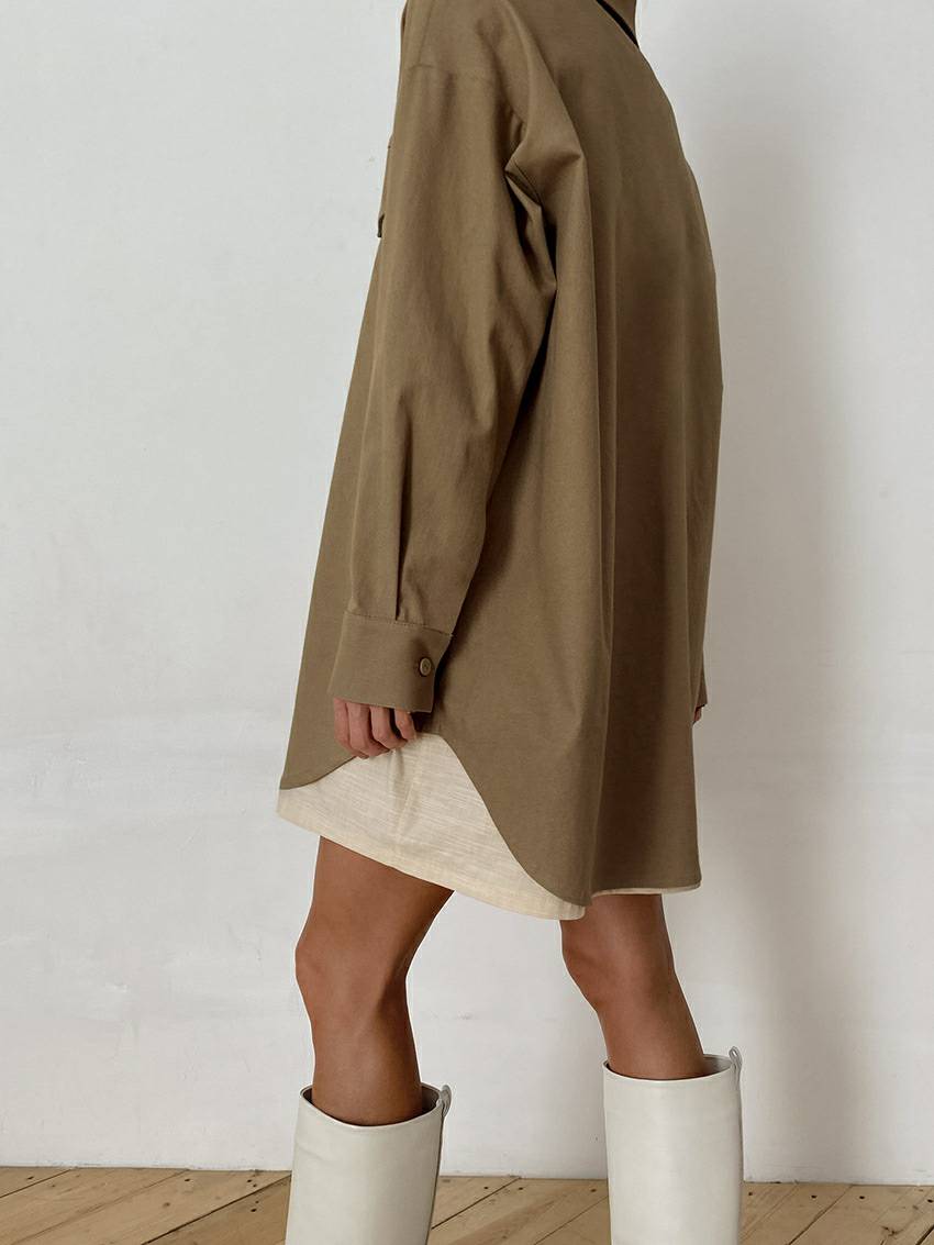 Chic Loose Oversized φόρεμα πουκάμισα