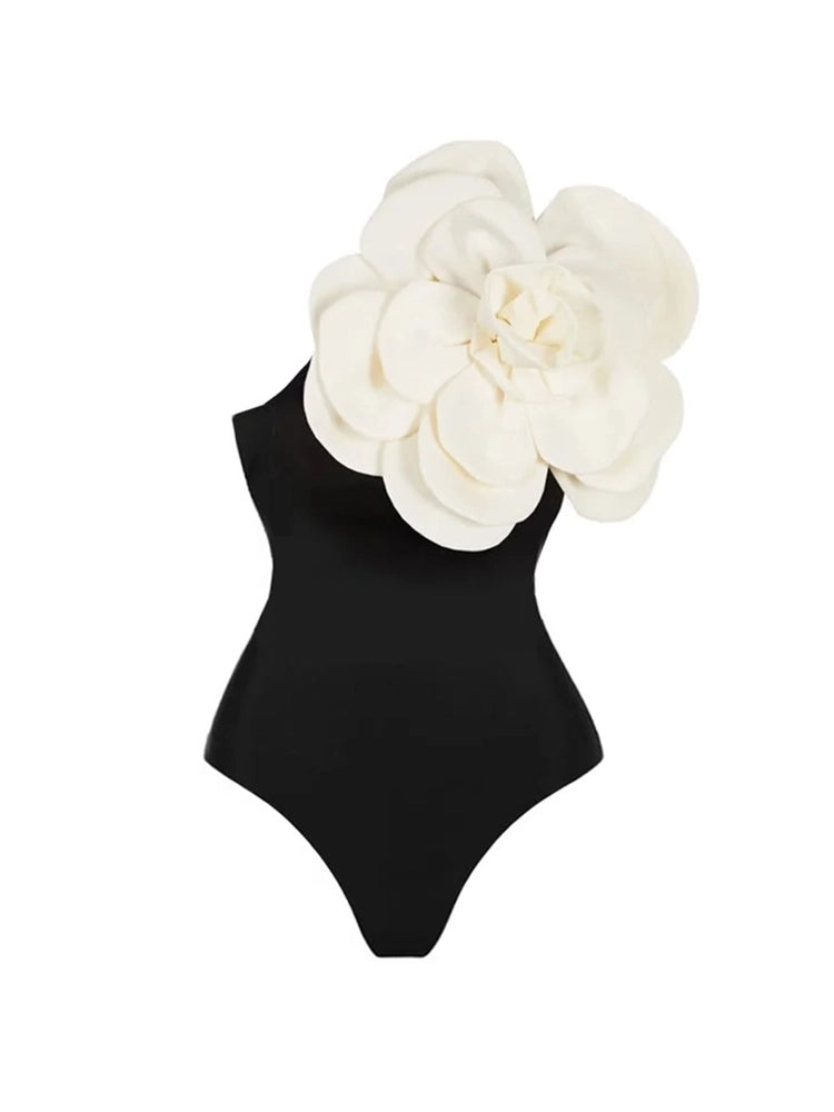 Costum de baie întreg cu model floral 3D