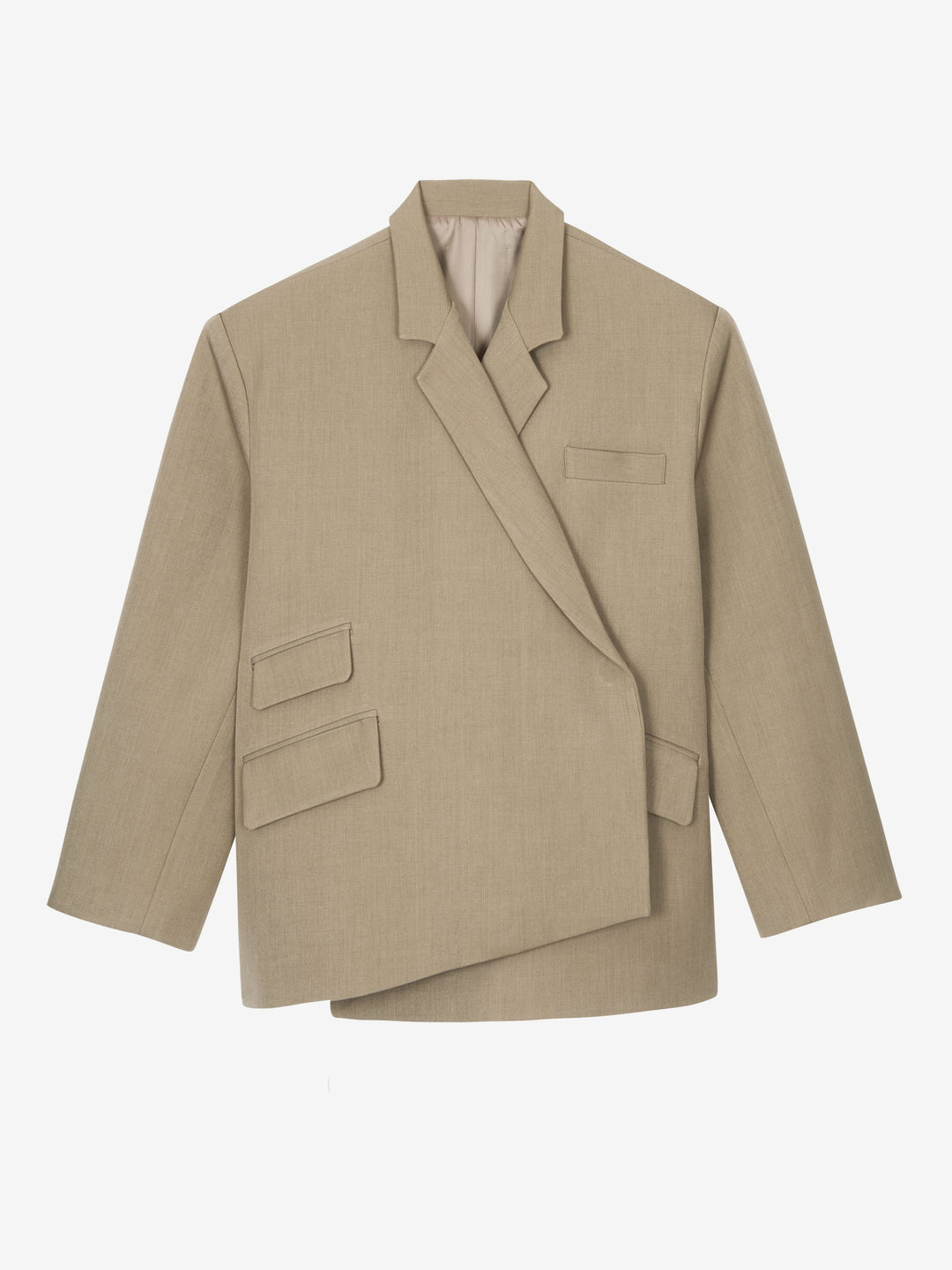 Taupe Mélange Boxy Wrap Blazer