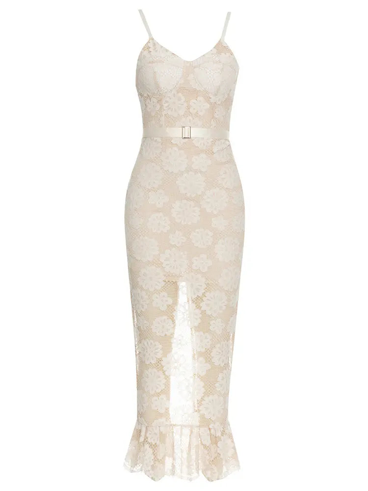 Seksing Lace Floral Cut-Out Dress