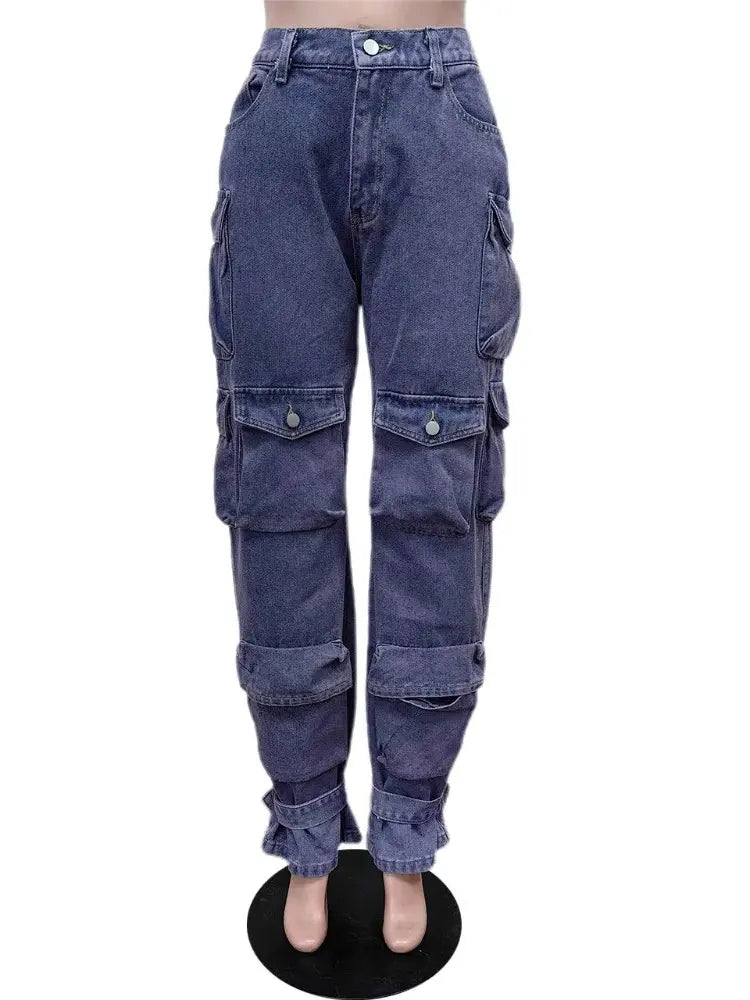 Calça Jeans Cargo Street Style