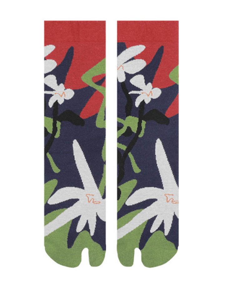 Blomstermønster Split Toe Sokker