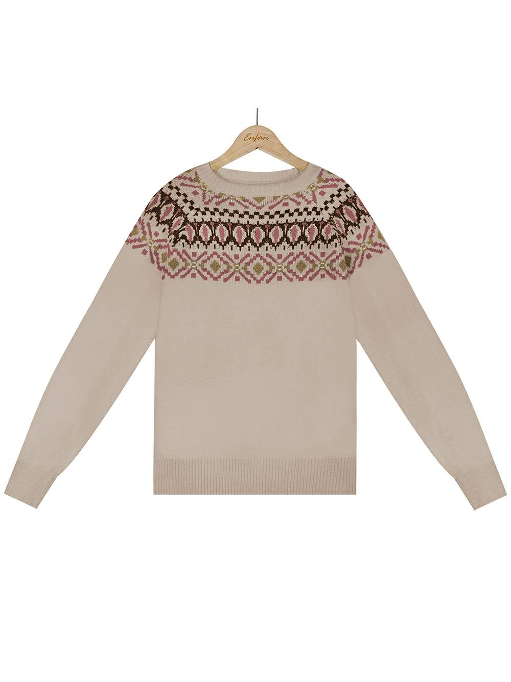 Naka-burda na Color Block Knit Sweater
