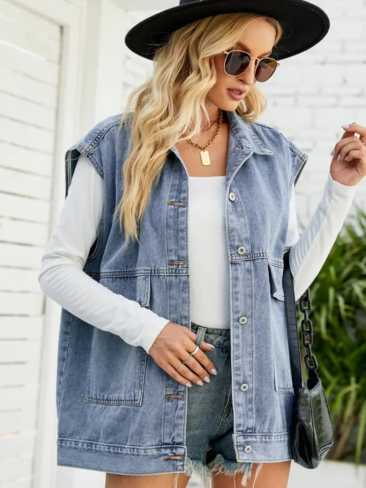 Gilet en jean sans manches tendance