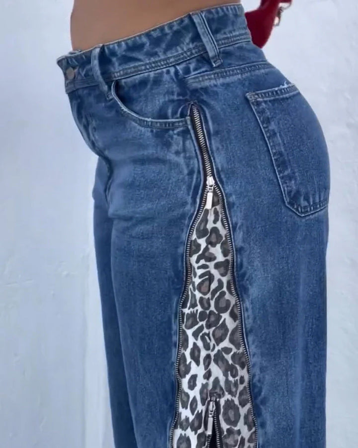 Zijrits Losse Luipaardprint Jeans