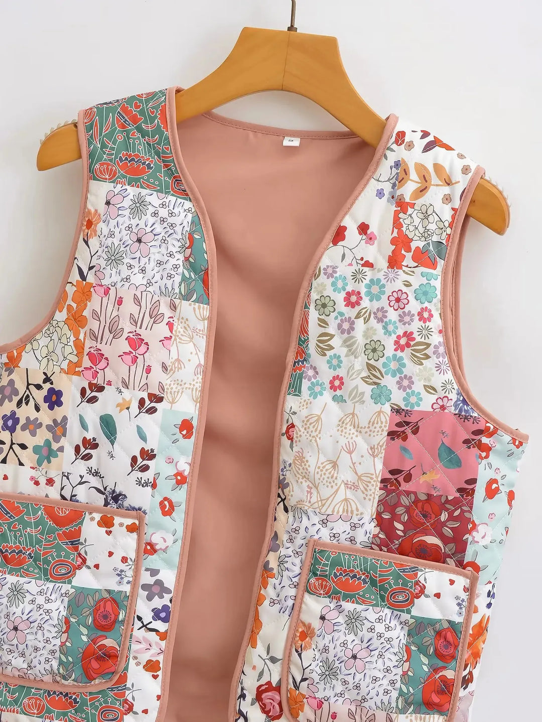 Vestă cu imprimeu flori patchwork