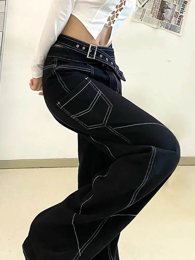 Natatanging Contrast-Stitch Jeans