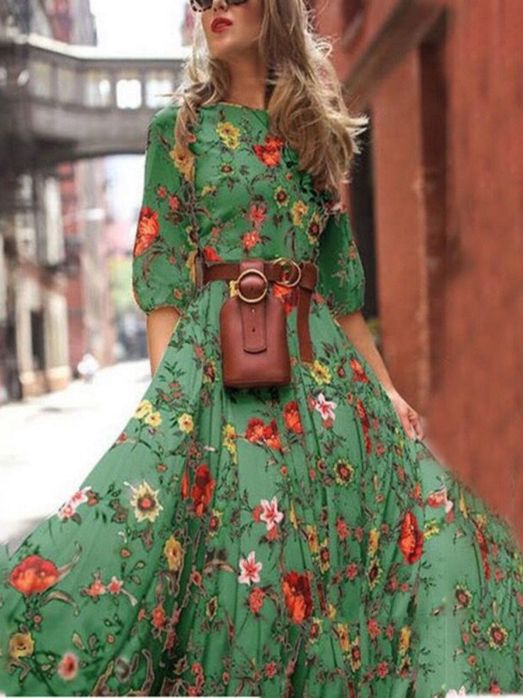 Bohemian Flowy Printed  Maxi Dress