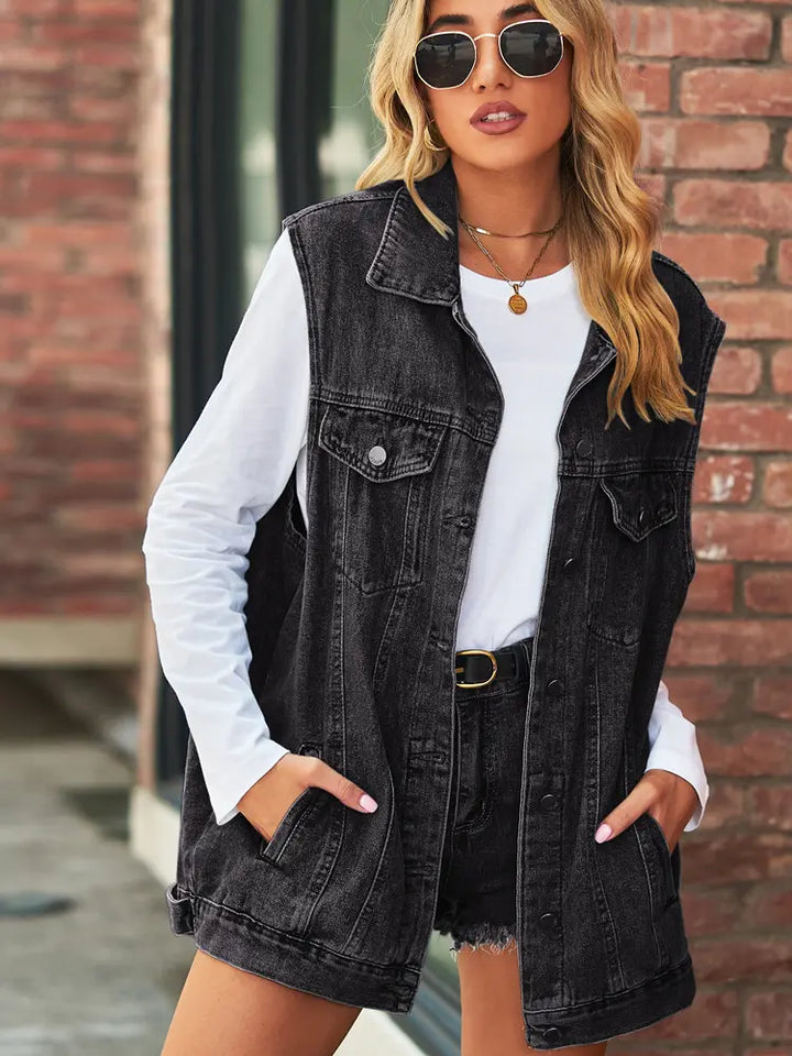 Vintage Loose-Fit Denim Vest