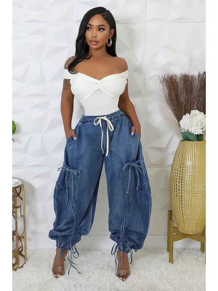 Pantalon en jean à taille ajustable