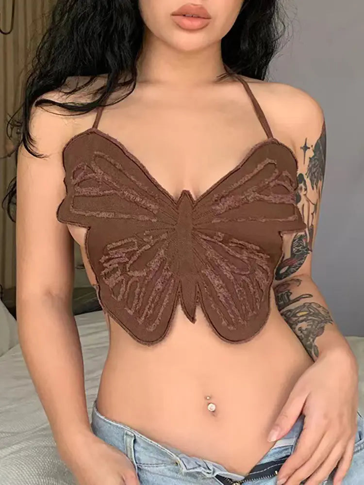 Butterfly Halter Crop Top