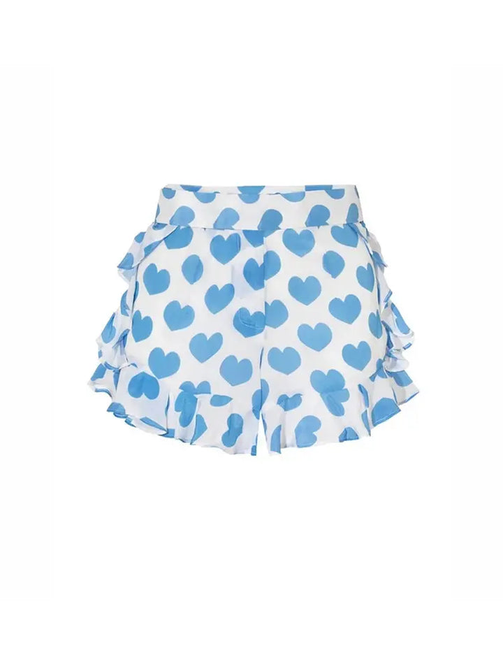 Printed One-Piece Shorts Swimsuit Set