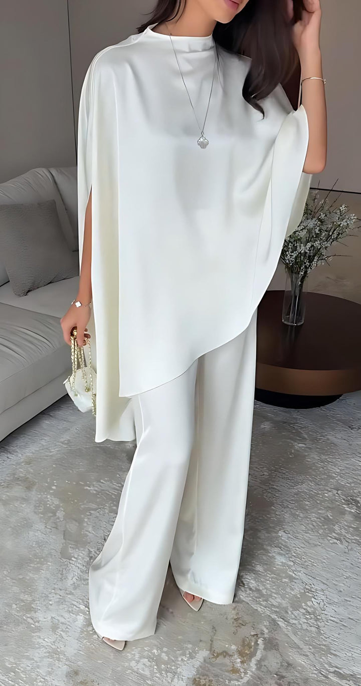 Cape Sleeve Wide-Leg Pants Set