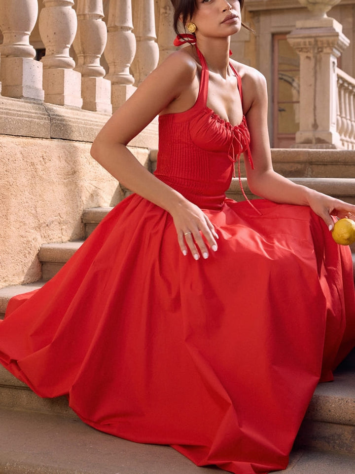 Robe midi dos nu rouge