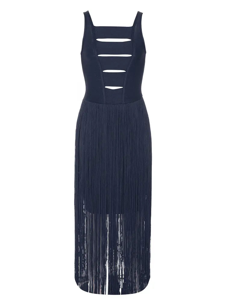 Vintage Sexy Strapless Fringe Bandage Dress