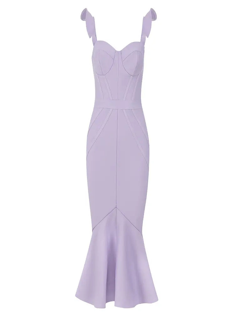 Vestido sexy con tirantes y dobladillo con volantes