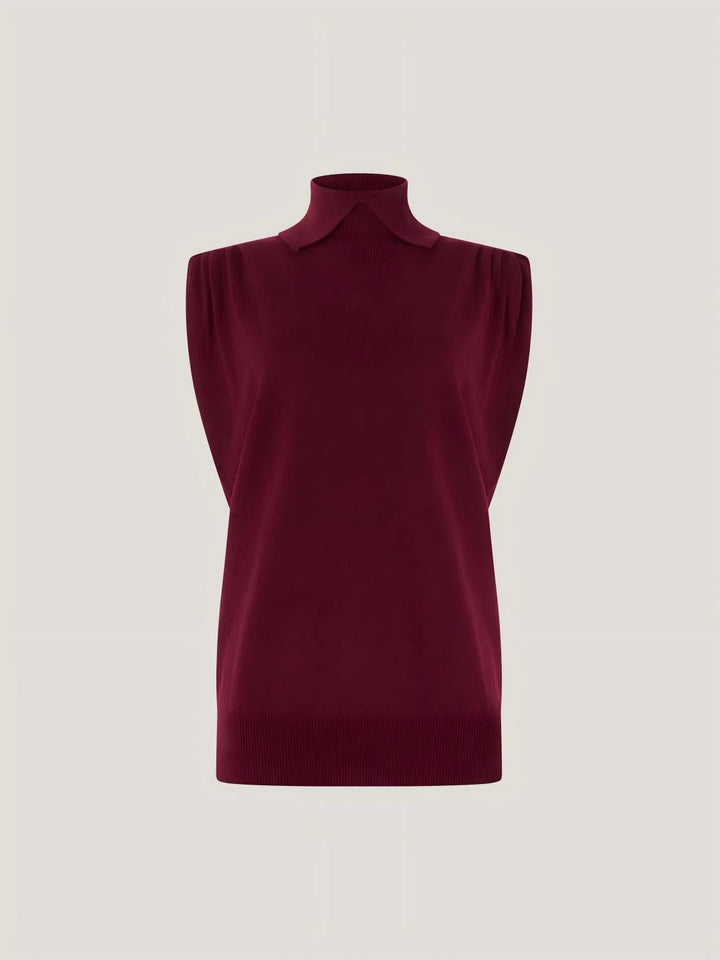 Merlot Knit Top Satin Skirt Set
