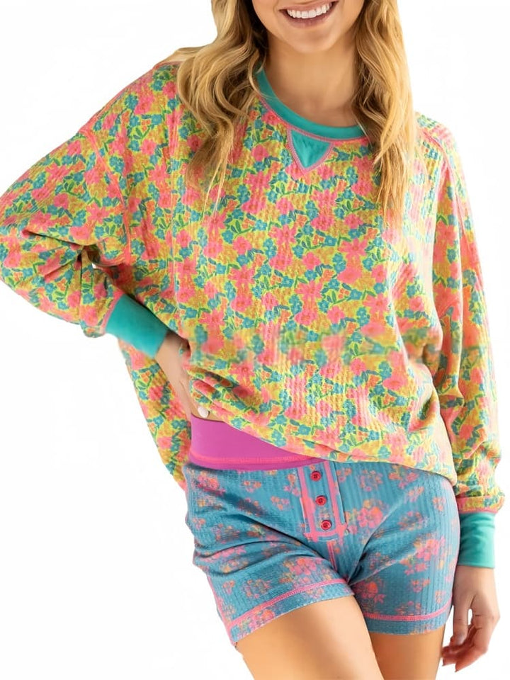 Wafelprint Lange Mouwen Sweatshirt