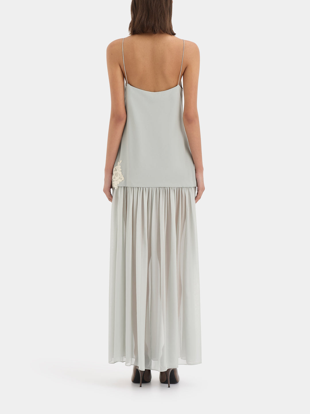 Powder Blue na Patung-patong na Maxi Gown