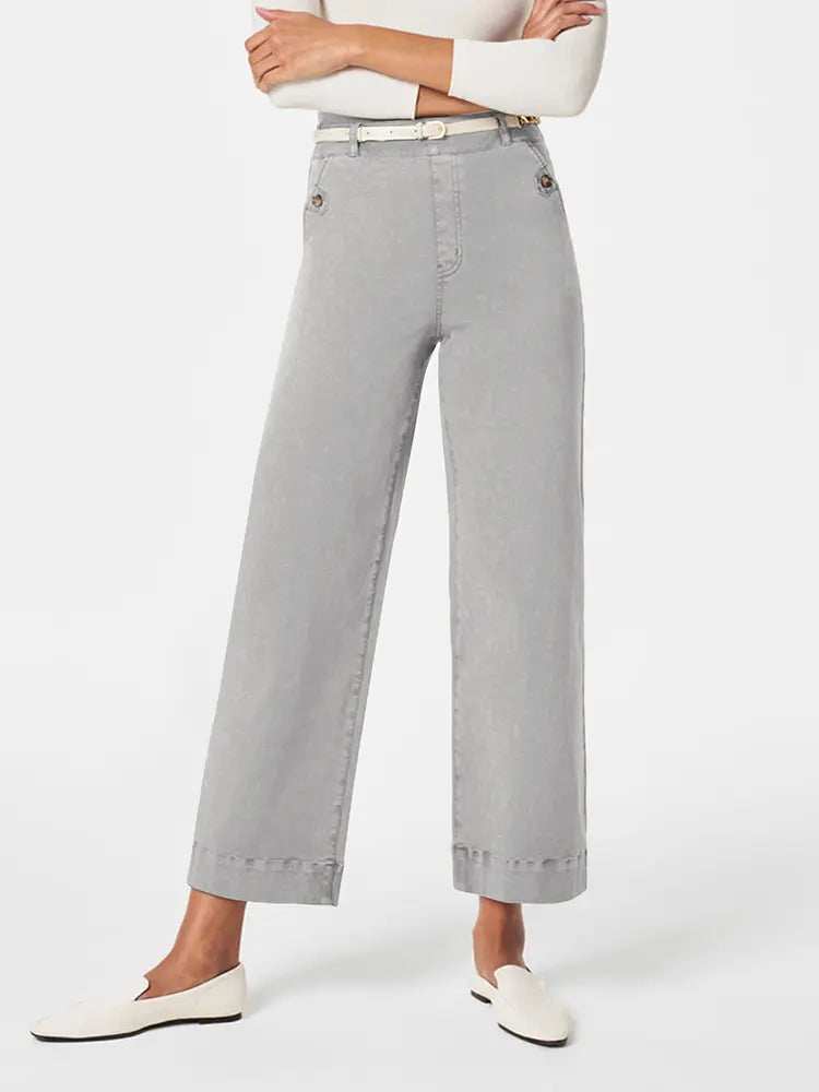 Stretch denim med breda ben