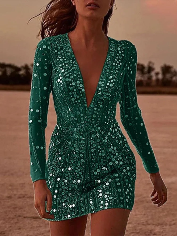 Maselang Mini Dress na may Cutout at Kumikinang