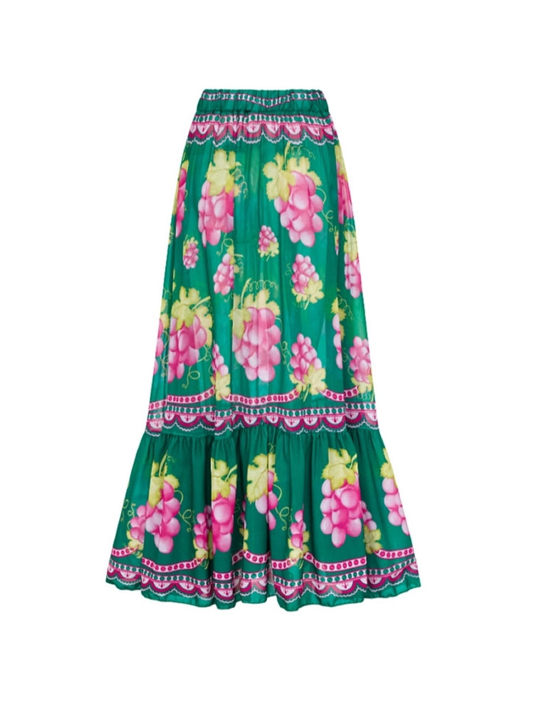 Set ng Isang Pirasong Maxi Skirt na May Ruffles at Ruched
