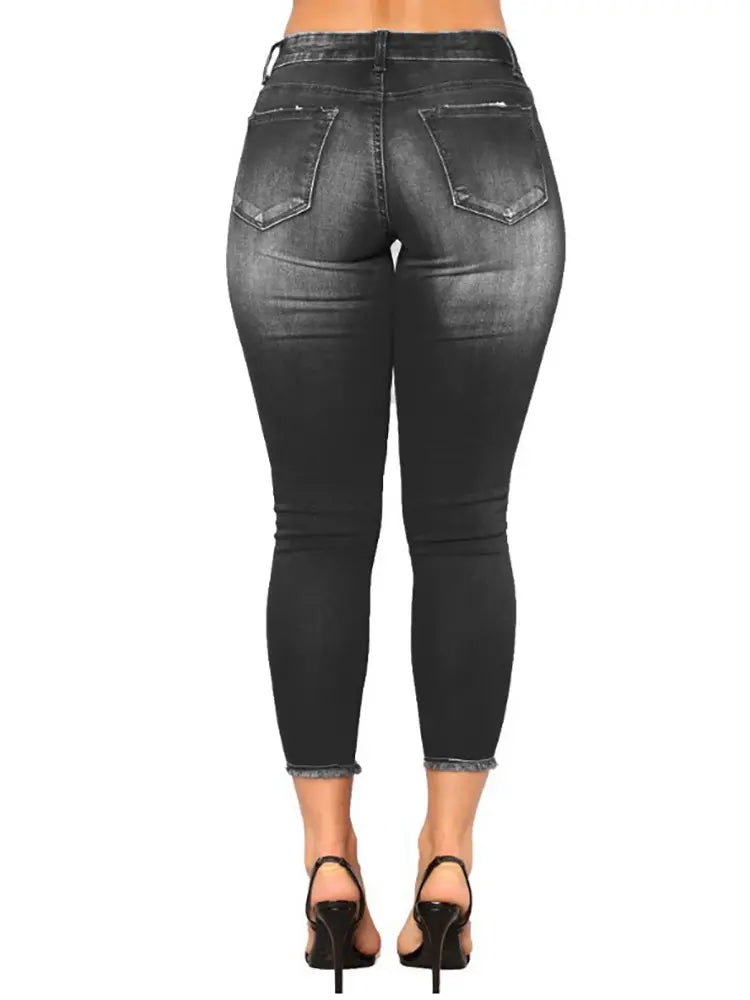 Jeans skinny elastici cu talie înaltă