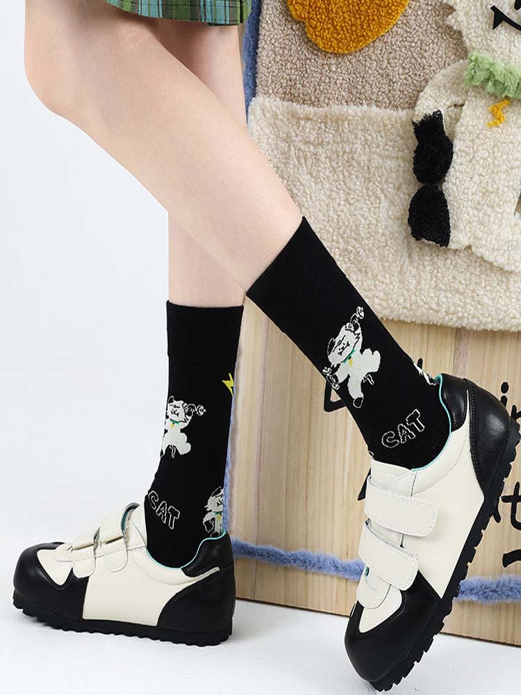 Cute Cartoon Kitty Mid-Calf Socks
