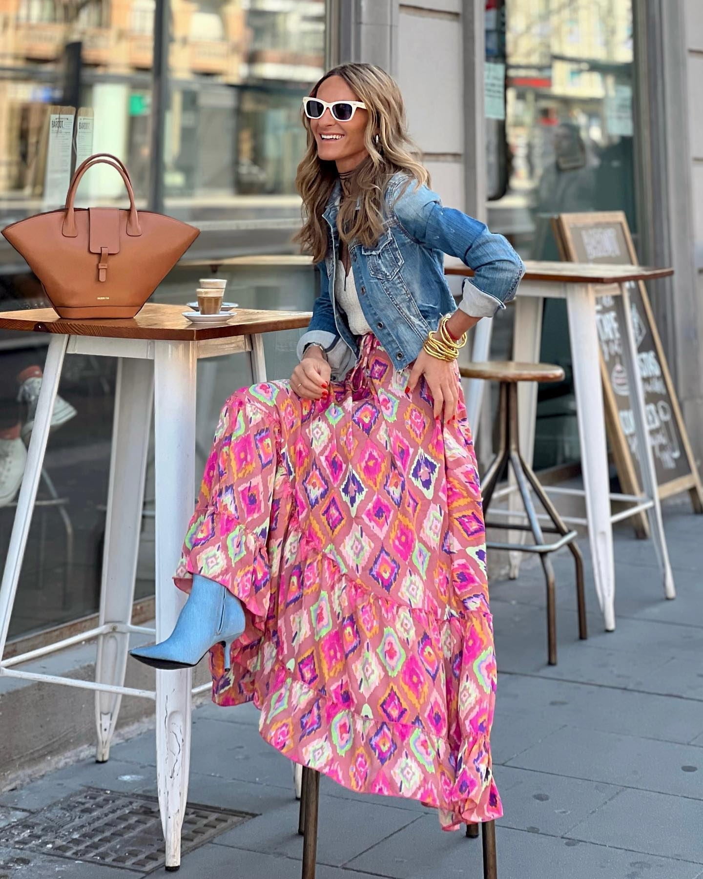 Maxirok met veelkleurige geometrische print