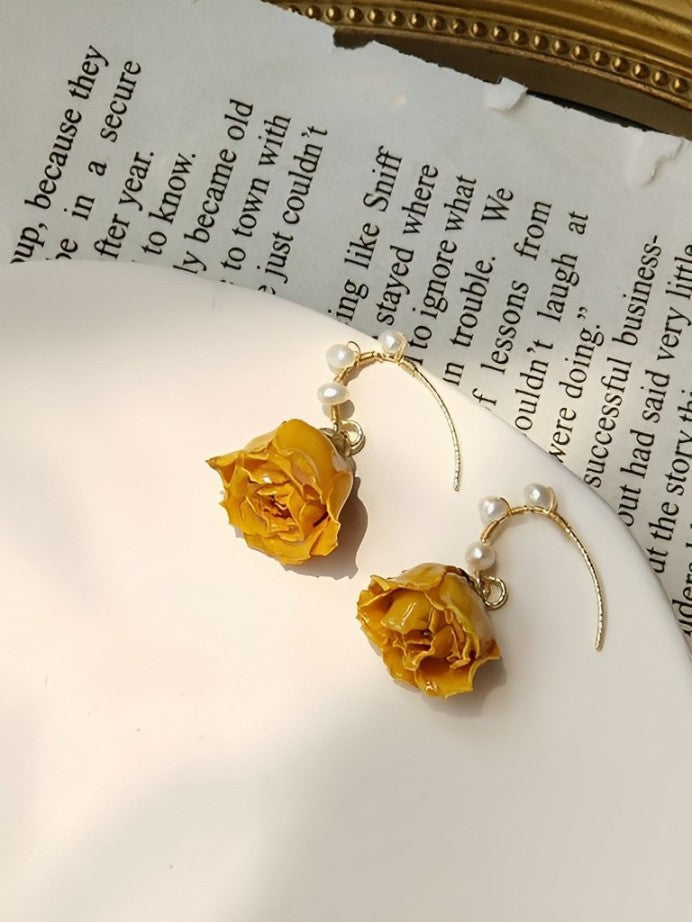 Σκουλαρίκια με πορτοκαλί τριαντάφυλλο - Hannah