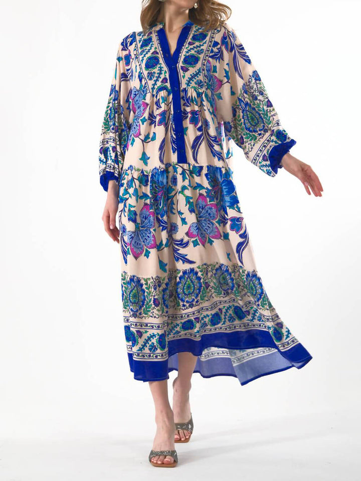 Sukienka maxi z długim rękawem w stylu Bohemian Bloom