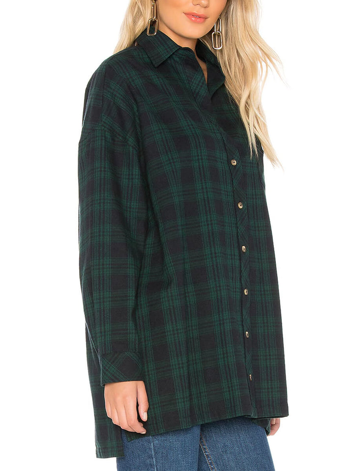 Oversized Flannel Top at Lace Skirt