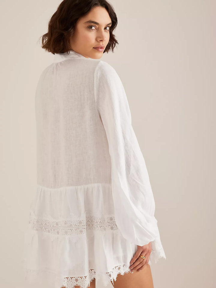 Romantic Pintuck Tiered Mini Dress