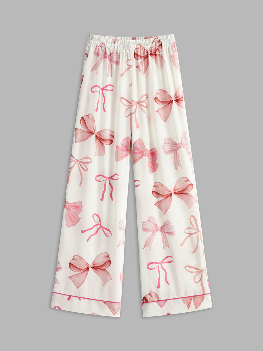 Bow Printed Button Pants Set