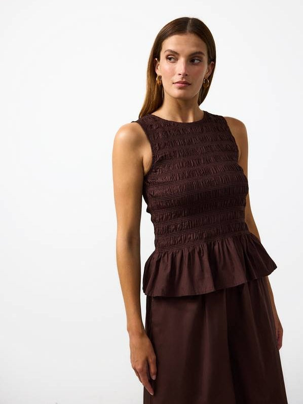Shirred Peplum Wide-Leg Set