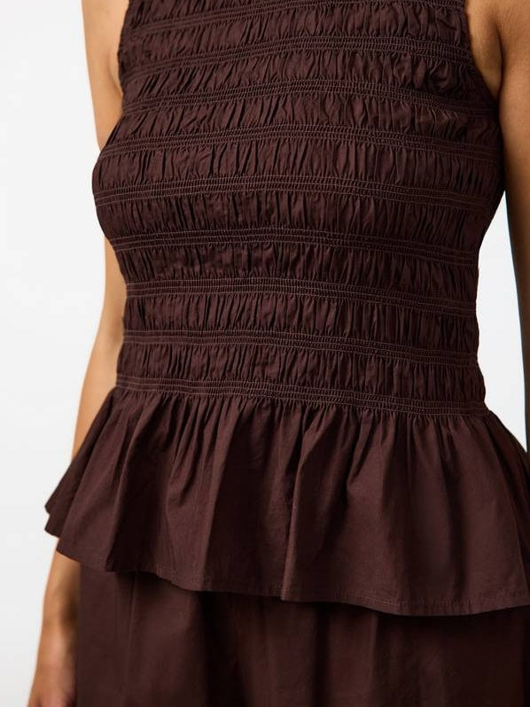 Shirred Peplum Wide-Leg Set