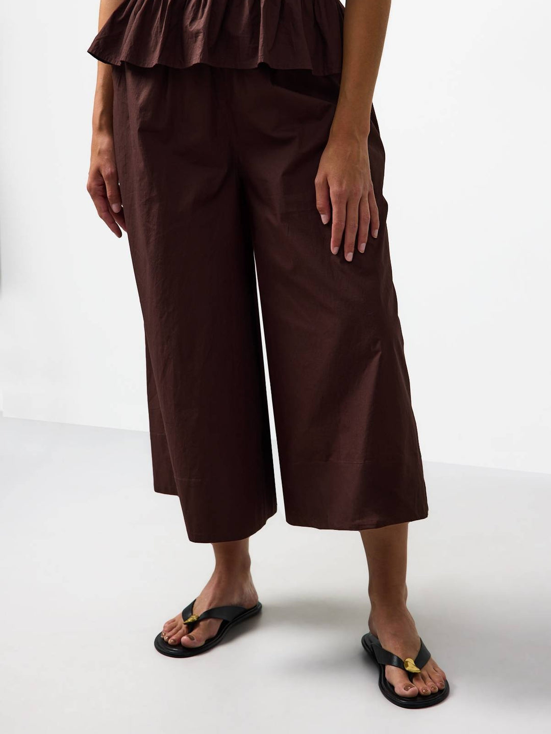 Shirred Peplum Wide-Leg Set