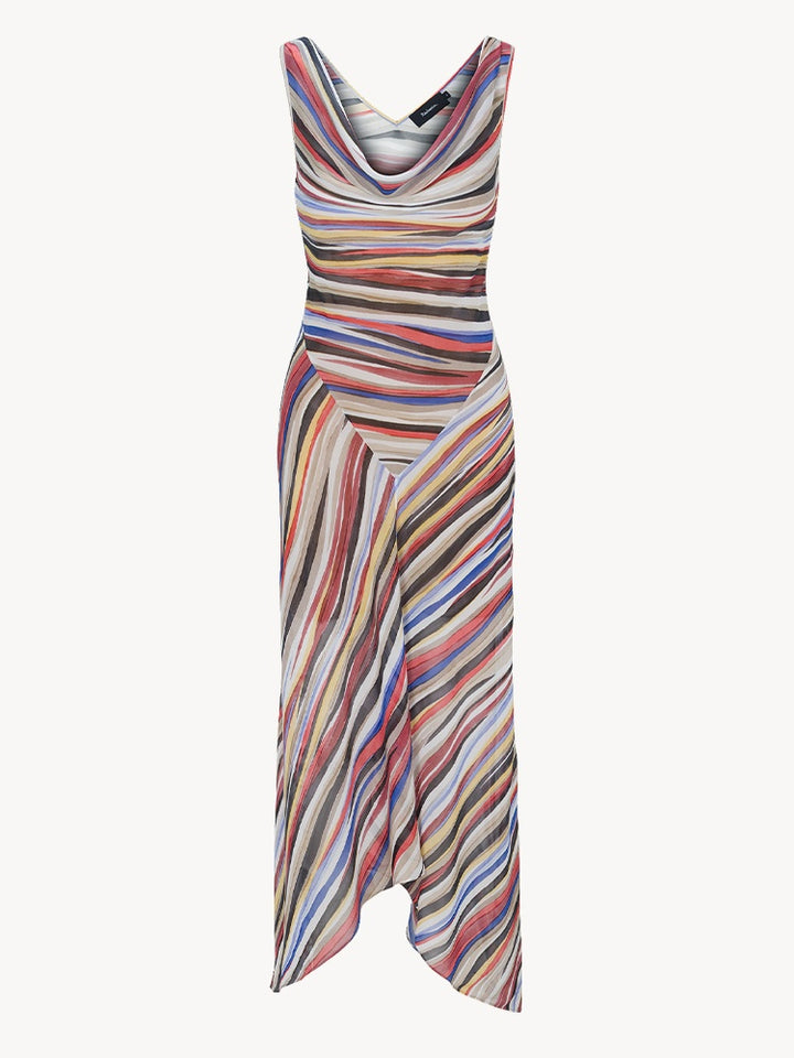 Mirage gestreiftes asymmetrisches Maxikleid