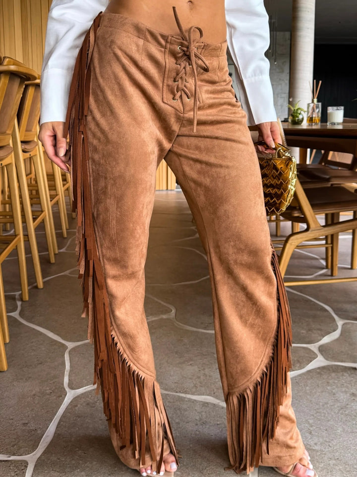 Παντελόνια Western Fringe με Φαρδιά Πόδια