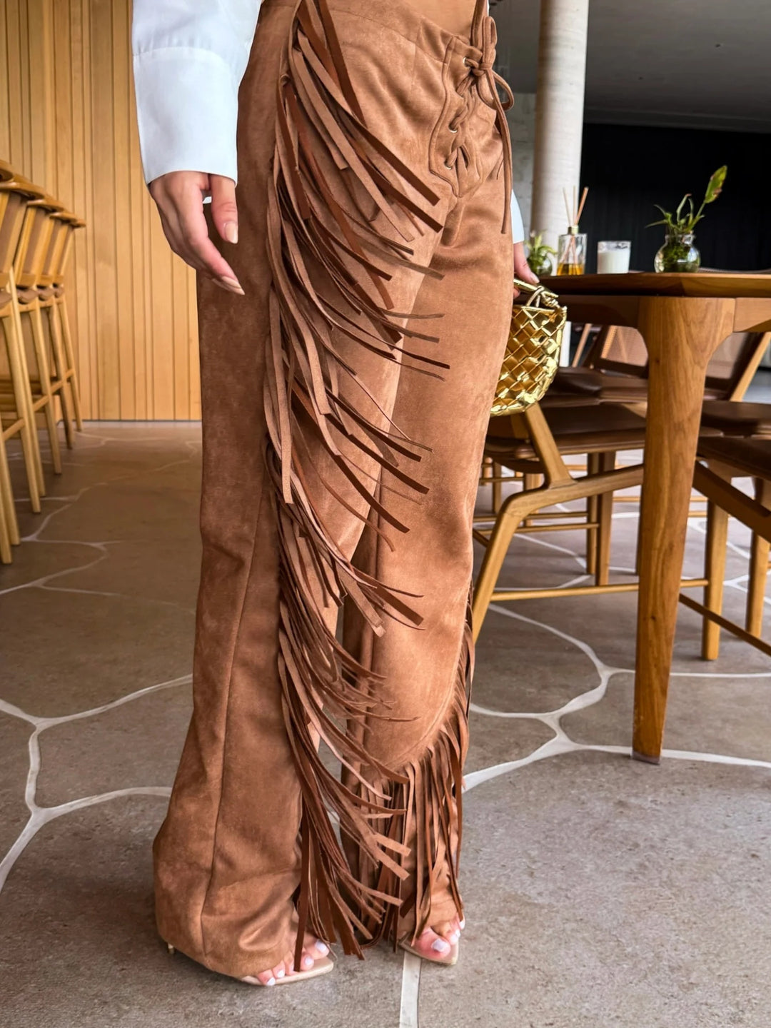 Παντελόνια Western Fringe με Φαρδιά Πόδια