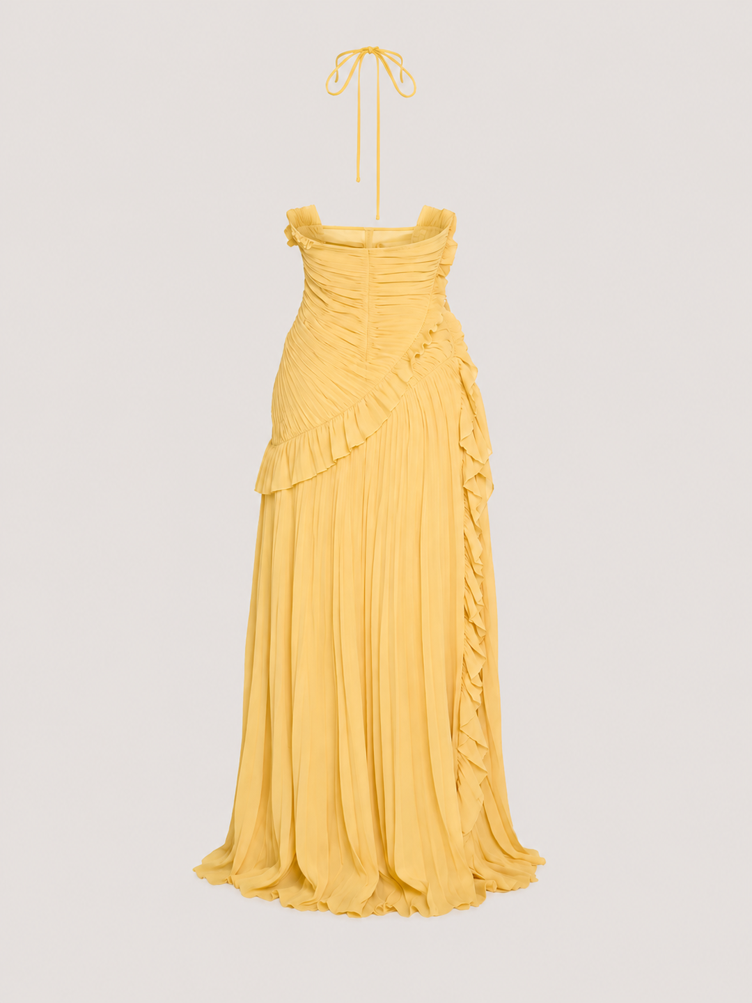 Sunlit Ruffle Halter Gown