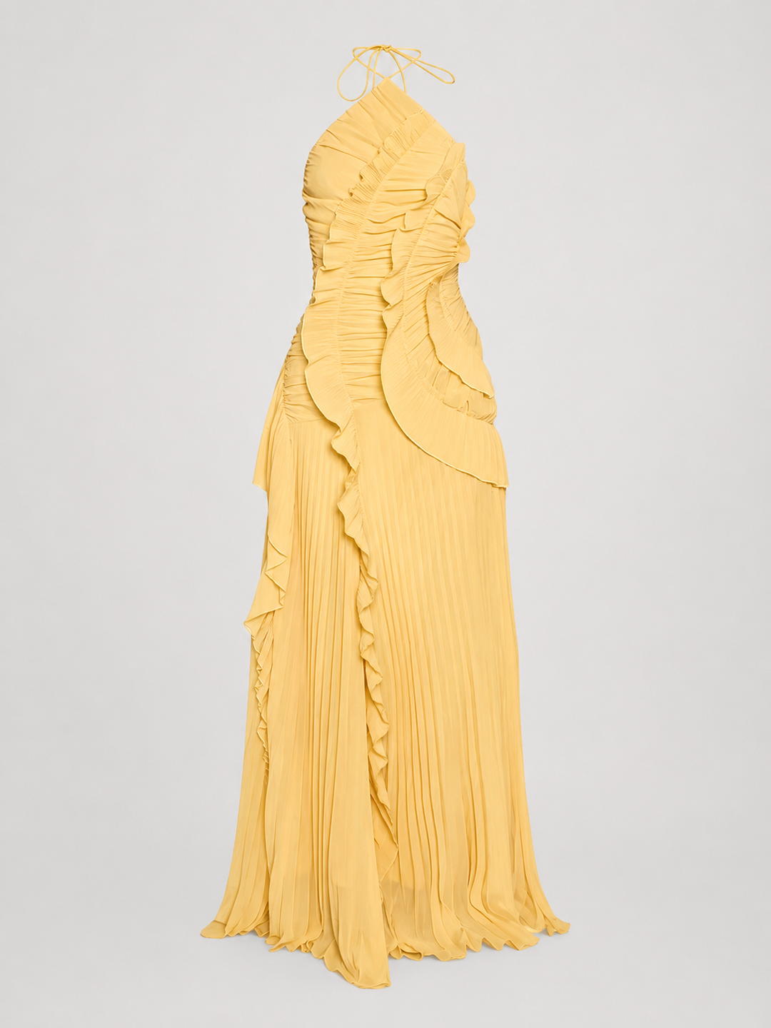 Sunlit Ruffle Halter Gown