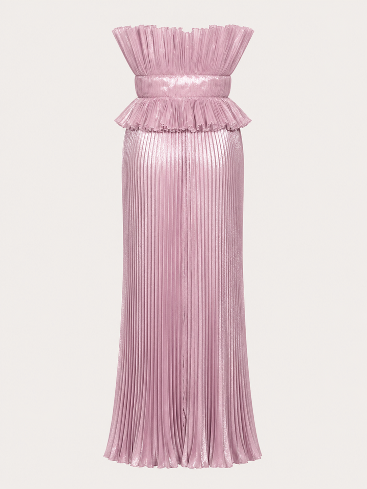 Blush Pleated Peplum Gown